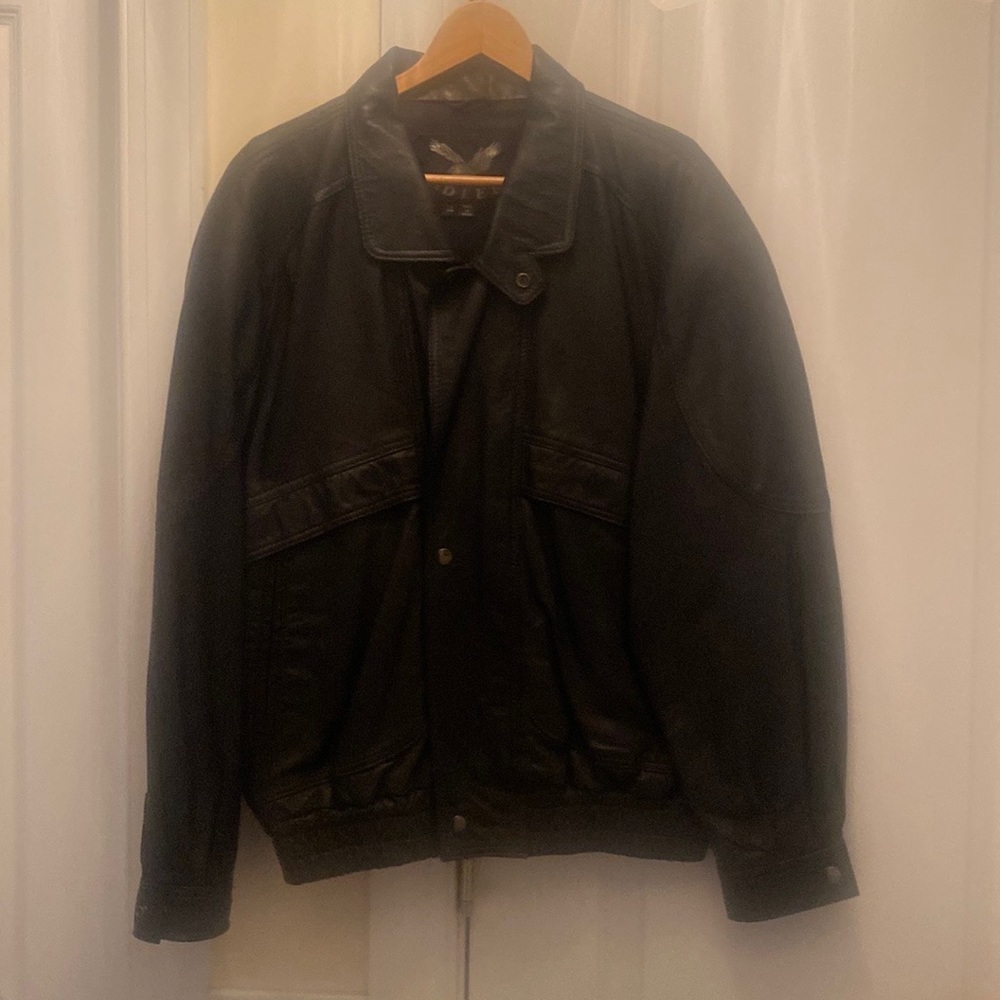 Vintage ADLER Y2K Mens Black Leather Bomber Jacket M Medium $300 EUC lcsr - Picture 3 of 16